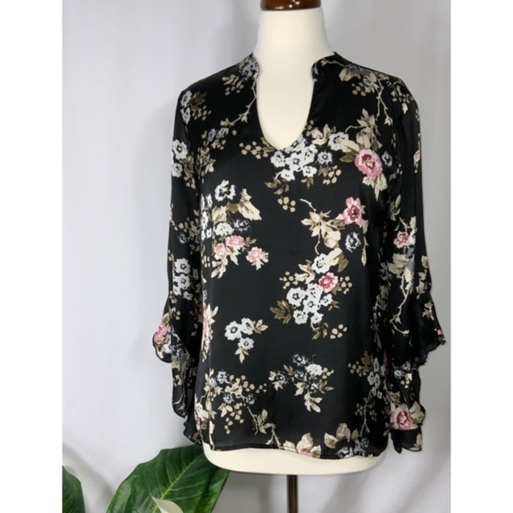 Maurices Floral Blouse - Black and Pink